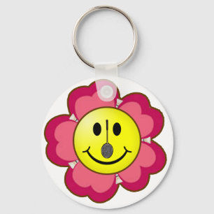 Red Flower Badminton Key Ring