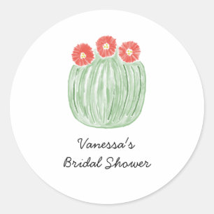 Red Flower Barrel Cactus Bridal Shower Classic Round Sticker