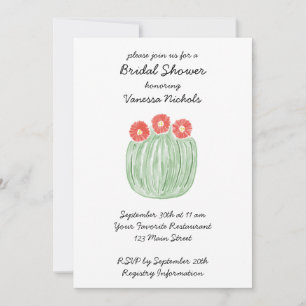 Red Flower Barrel Cactus Bridal Shower Invitation