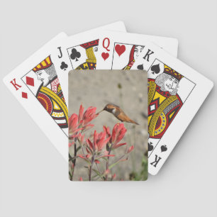 Red flower bird playing cards