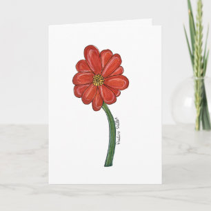 Red Flower Blank Card