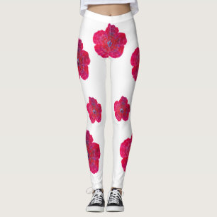 Red Flower Blossom Art Pattern Legging