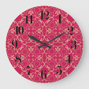 Red Flower Boho Chic Clock