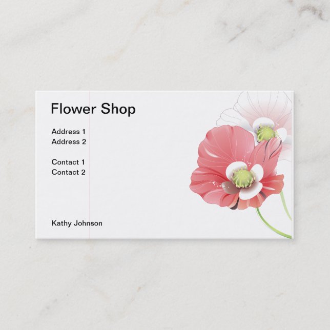 Red Flower Business Cards (Front)