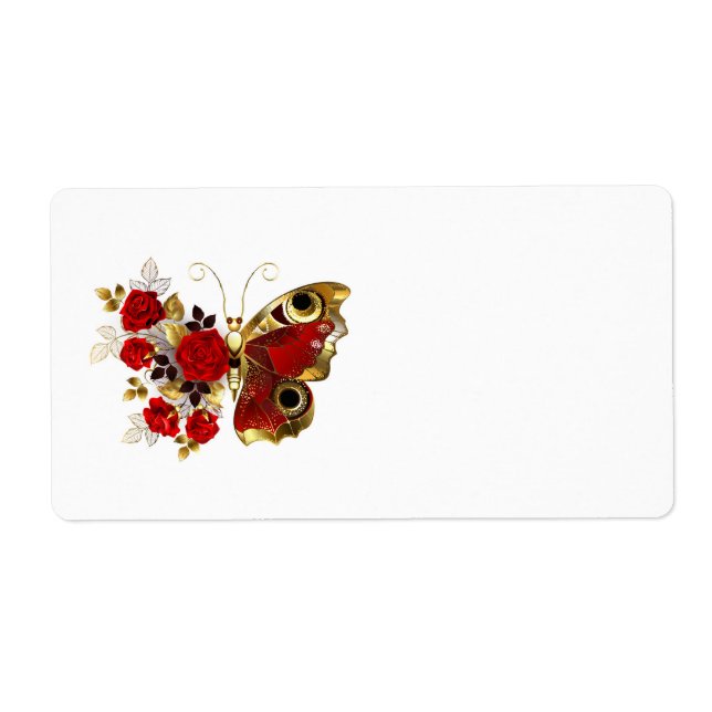 Red flower butterfly with red roses (Front)
