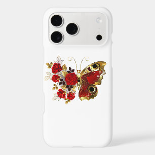 Red flower butterfly with red roses