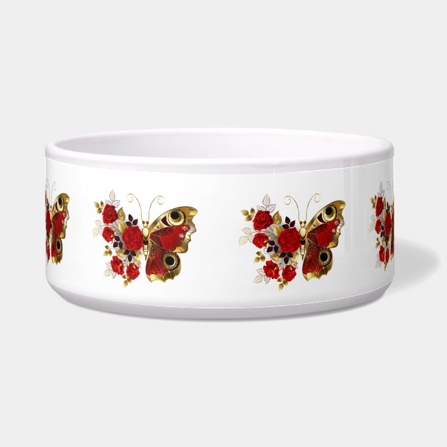Red flower butterfly with red roses (Front)