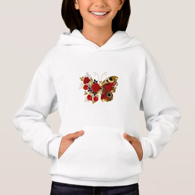 Red flower butterfly with red roses (Front)