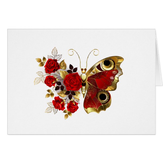 Red flower butterfly with red roses (Front Horizontal)