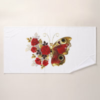 Red flower butterfly with red roses