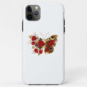 Red flower butterfly with red roses iPhone 11 pro max case