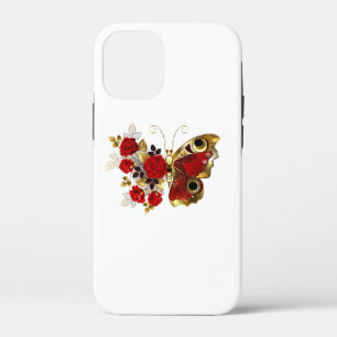 Red flower butterfly with red roses iPhone 12 mini case