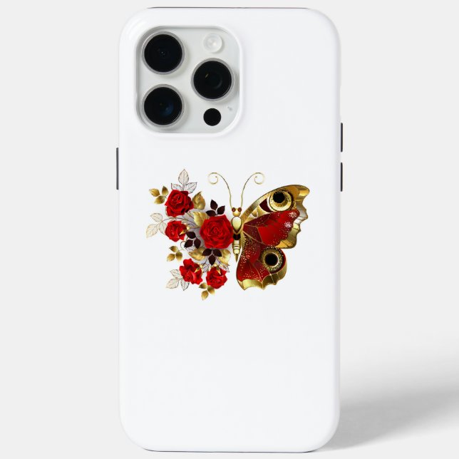 Red flower butterfly with red roses Case-Mate iPhone case (Back)