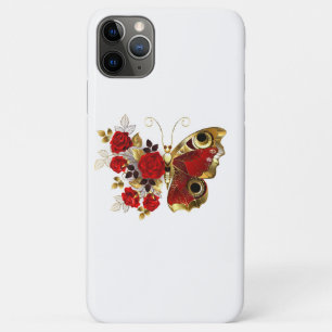 Red flower butterfly with red roses iPhone 11 pro max case
