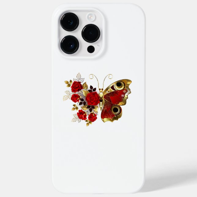 Red flower butterfly with red roses Case-Mate iPhone case (Back)