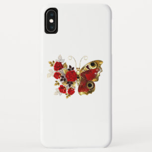Red flower butterfly with red roses iPhone XS max case