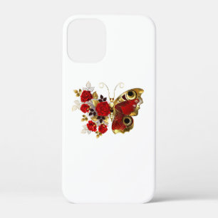 Red flower butterfly with red roses iPhone 12 mini case
