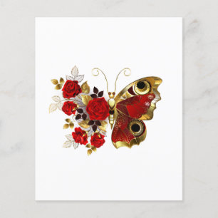 Red flower butterfly with red roses flyer