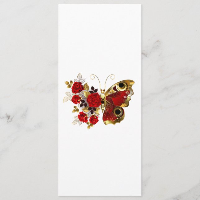 Red flower butterfly with red roses menu (Front)