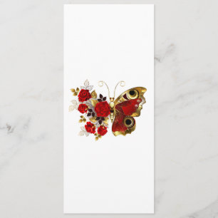 Red flower butterfly with red roses menu