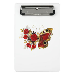 Red flower butterfly with red roses mini clipboard