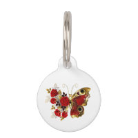 Red flower butterfly with red roses