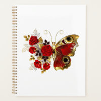 Red flower butterfly with red roses
