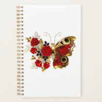 Red flower butterfly with red roses