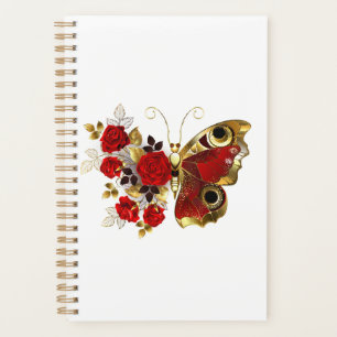 Red flower butterfly with red roses planner
