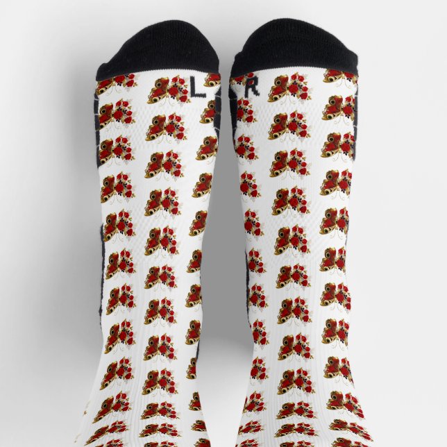 Red flower butterfly with red roses socks (Top)