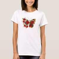 Red flower butterfly with red roses