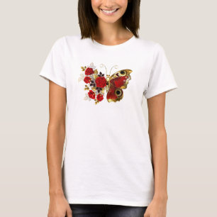 Red flower butterfly with red roses T-Shirt