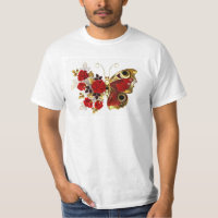 Red flower butterfly with red roses