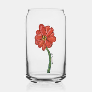 Red Flower Can Glass