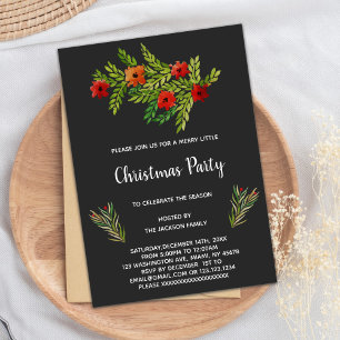Red Flower Christmas Invitations