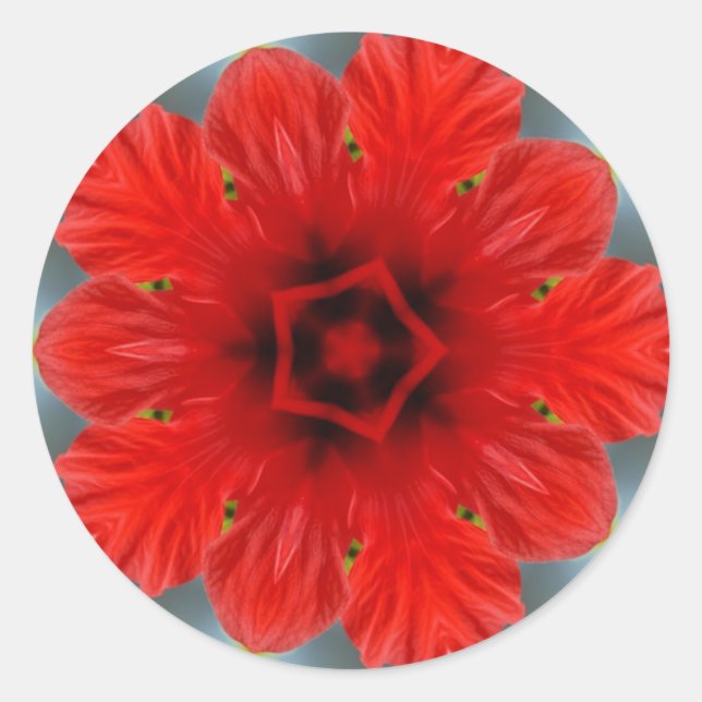 Red Flower Classic Round Sticker (Front)