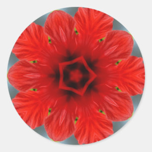 Red Flower Classic Round Sticker