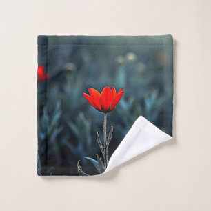 Red Flower Dark Night Solitude Art Bath Towel Set