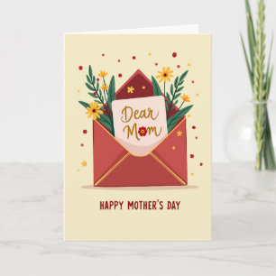 Red Flower Dear Mom Card
