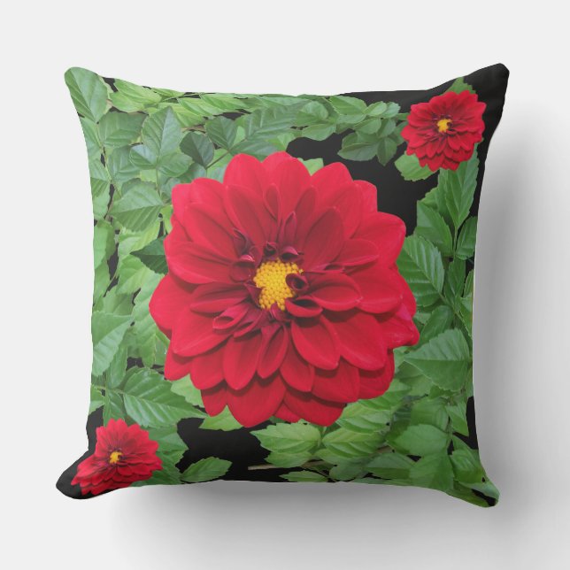 Red flower deco cushion (Front)