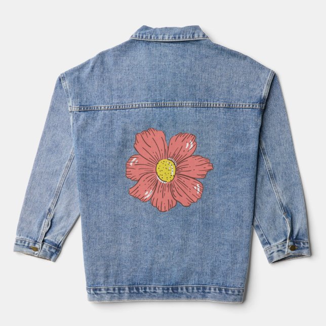 Red flower denim jacket (Back)