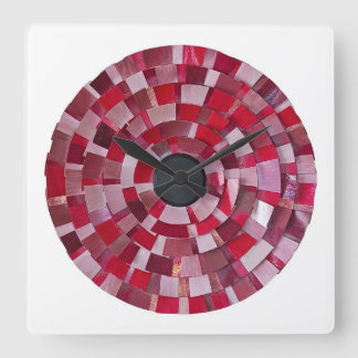 red flower design square wall clock