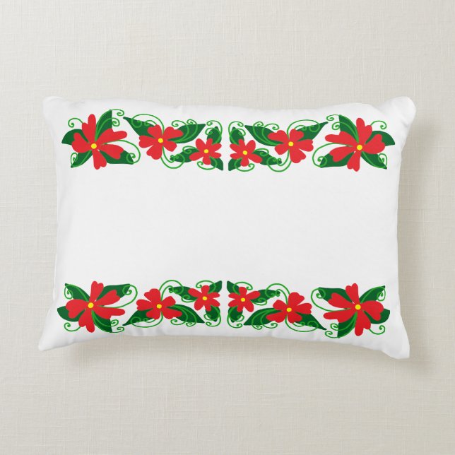 Red Flower Doodle Decorative Cushion (Back)
