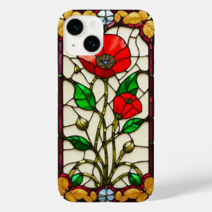 Red Flower Elegant Stained Glass Art Case-Mate iPhone 14 Case