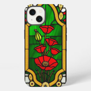 Red Flower Elegant Stained Glass Art iPhone 13 Case