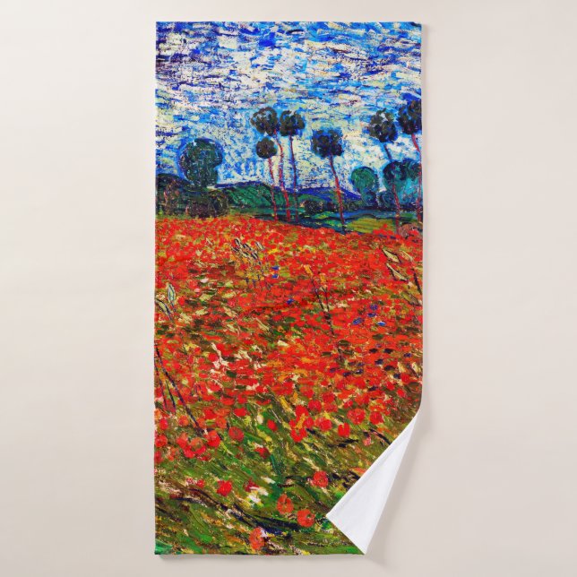 Red Flower Field, Van Gogh Bath Towel (Bath Towel)