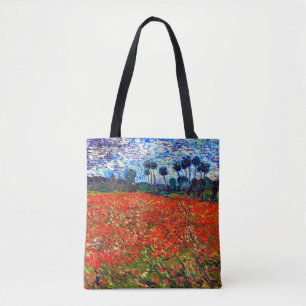 Red Flower Field, Van Gogh Tote Bag