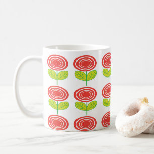 Red Flower Floral Geometric Coffee Mug