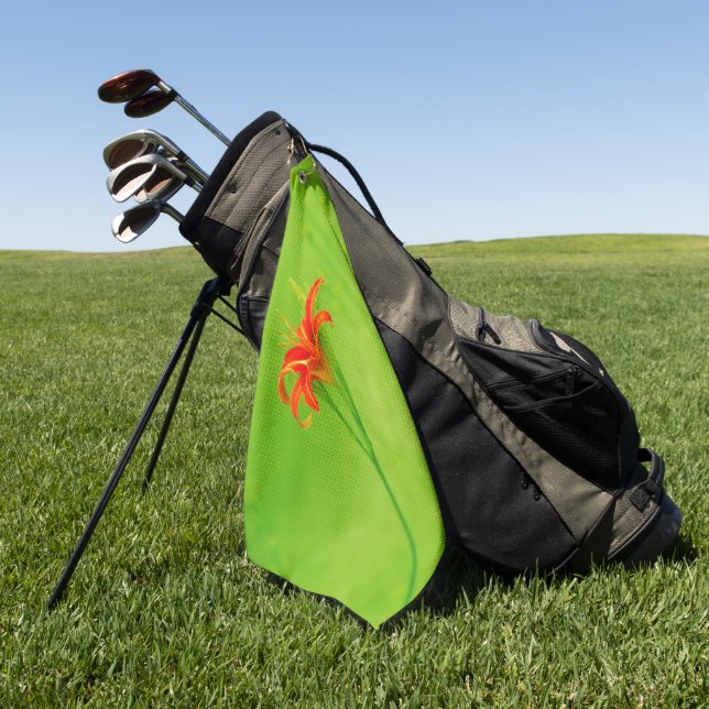 Red Flower  Golf Towel (Green)