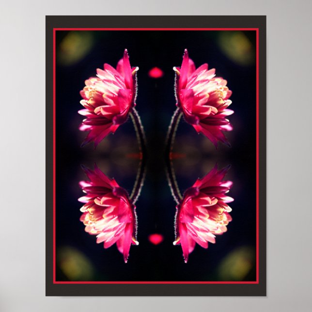Red Flower In Sunlight Close Up Mirror Abstract Poster (Front)